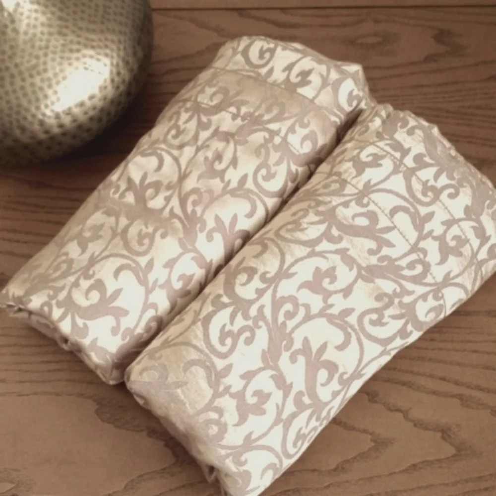 Vintage Art Deco Gold Shimmery (Damask) Viscose Curtain Panels 84